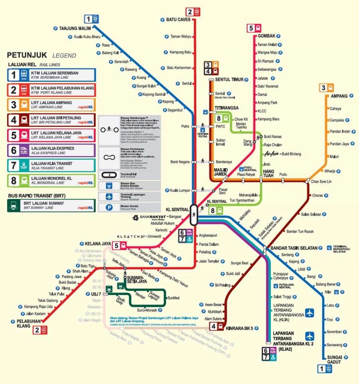 Куала-Лумпур LRT карта 2016