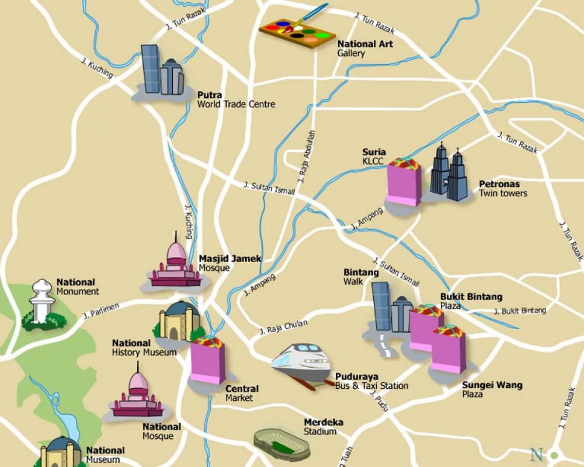 турыстычная карта Куала-Лумпур Малайзія