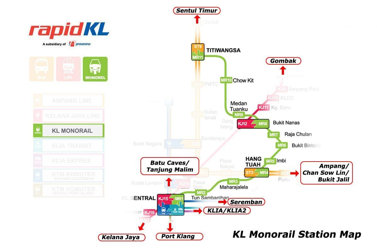 KL манарэйка маршрут на карце