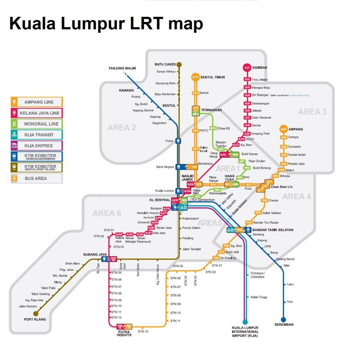 LRT карта Куала-Лумпур Малайзія