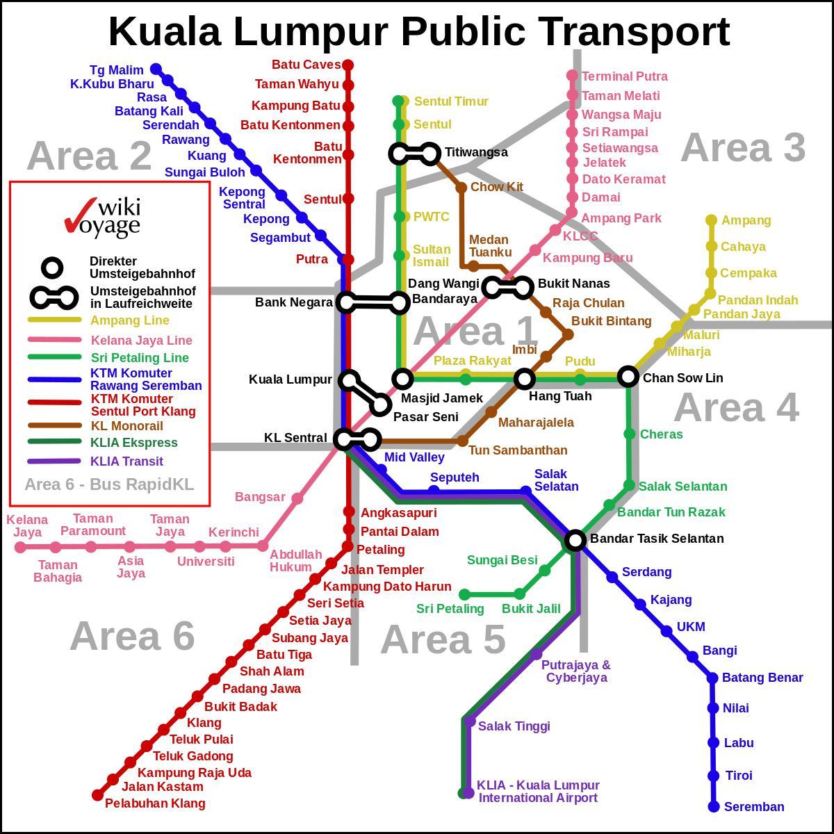 грамадскі транспарт Куала-Лумпура карце