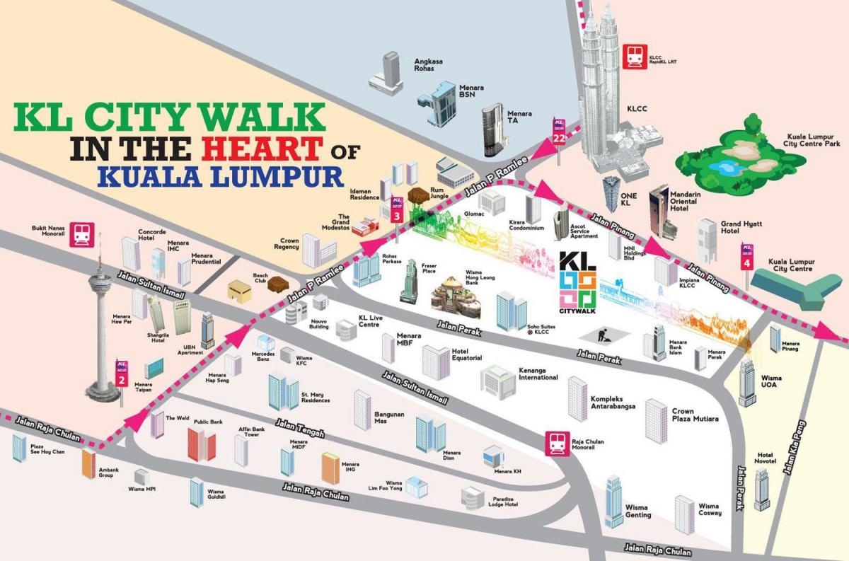 Куала-Лумпур пешаходная экскурсія па карце