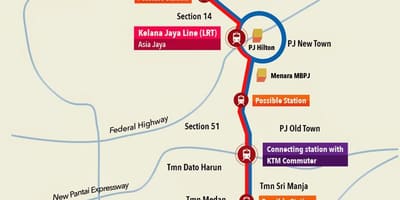 Келана Джая LRT станцыі карце